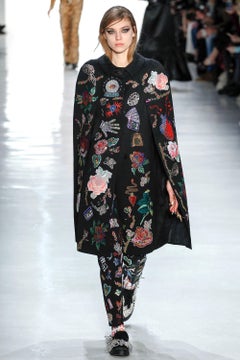 Libertine F/W 2017 Vestido de lana negro con estampado de rosas muy adornado, NWT