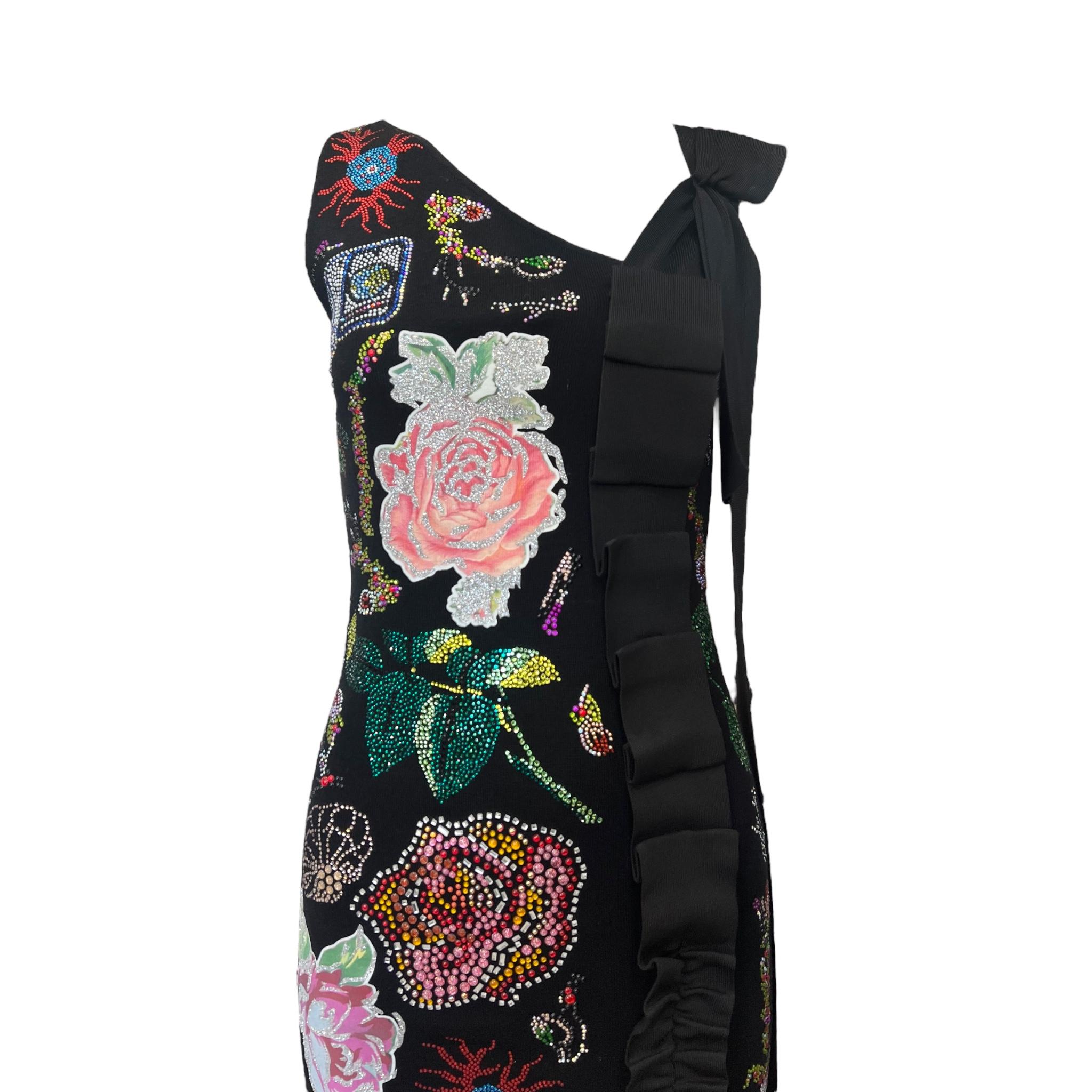 Libertine F/W 2017 Heavily Embellished Rose Print Black Wool Dress, NWT Neuf - En vente à Los Angeles, CA
