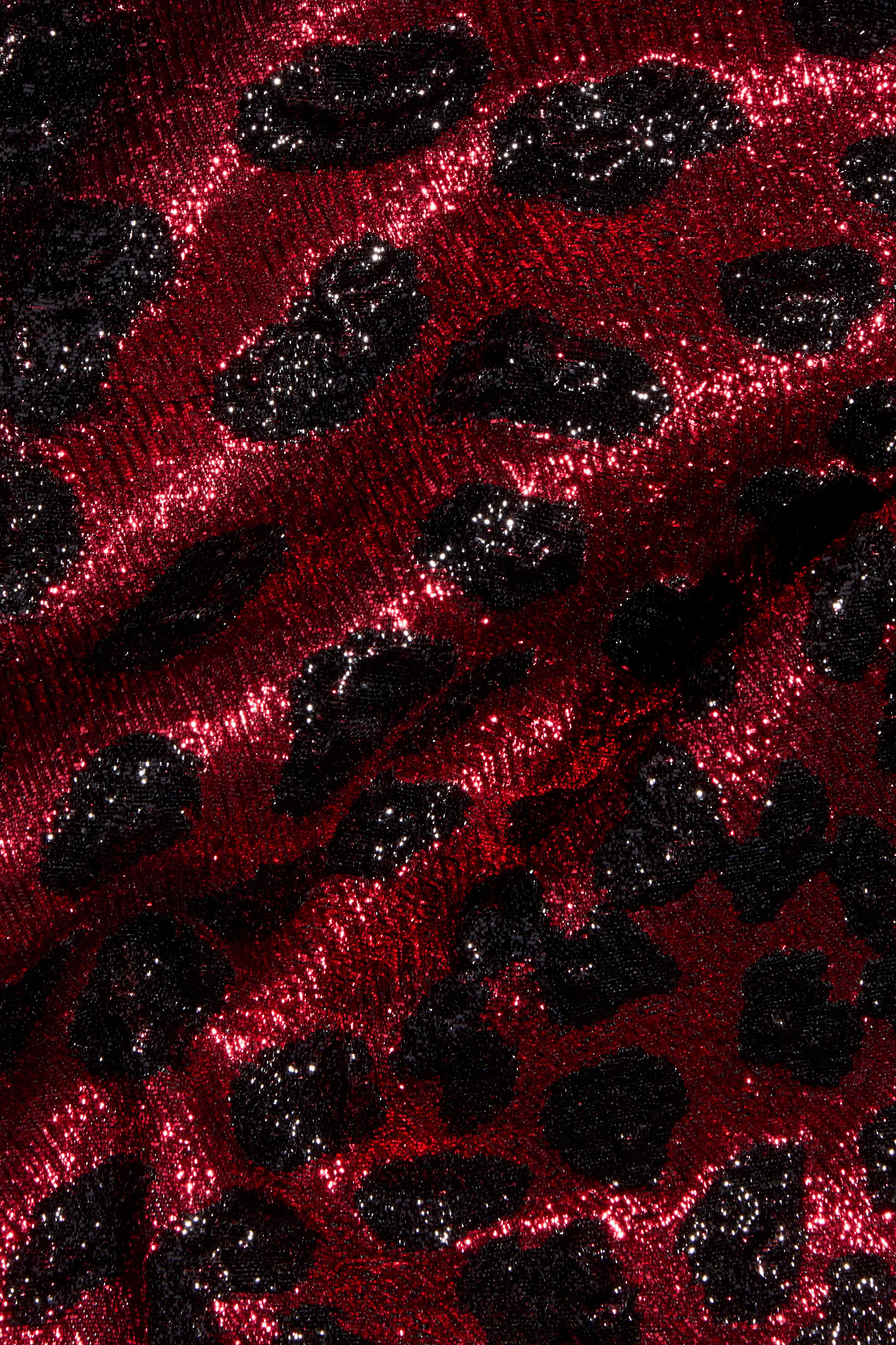 Libertine FW 2019 Metallic Leopard Jacquard Suit Red & Black Handmade Size S For Sale 12