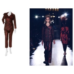Libertine FW 2019 Metallic Leopard Jacquard Suit Red & Black Handmade Size S
