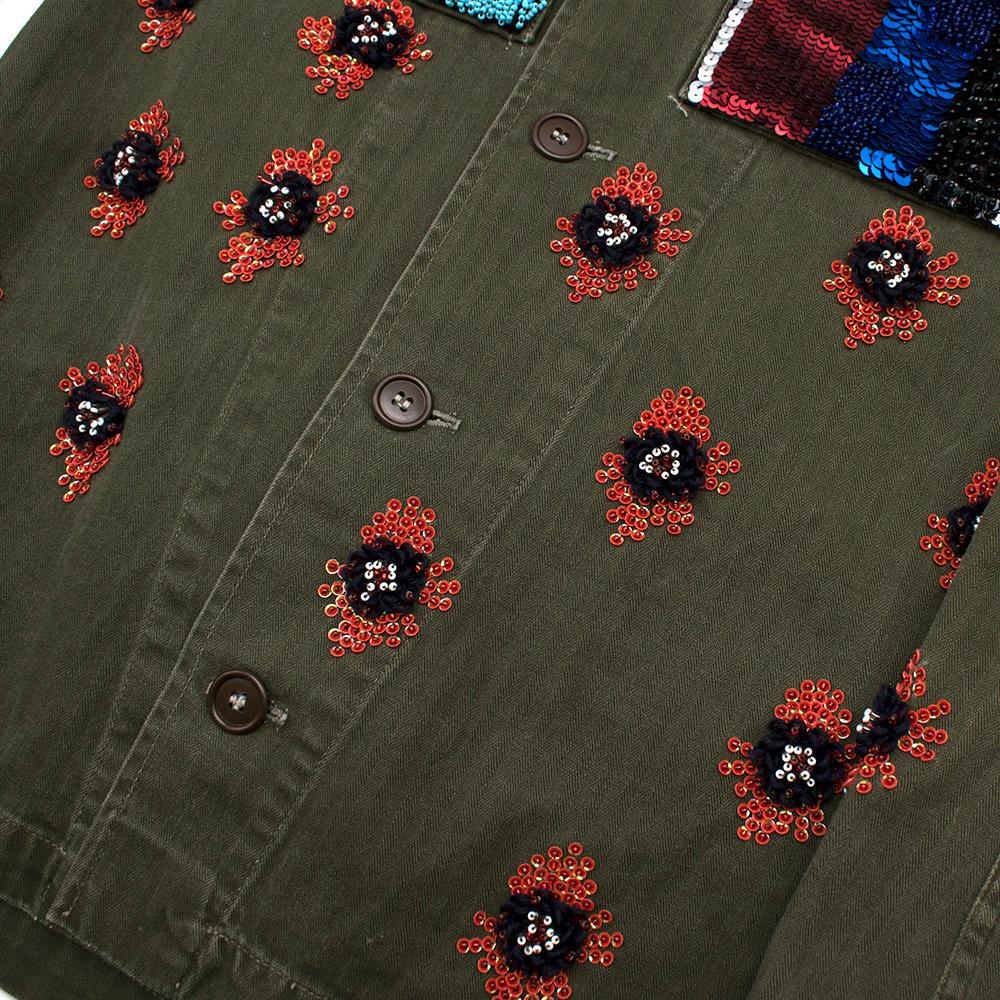 Libertine Green Embellished Army Jacket With Fur Collar - Size M/L In Excellent Condition In London, GB
