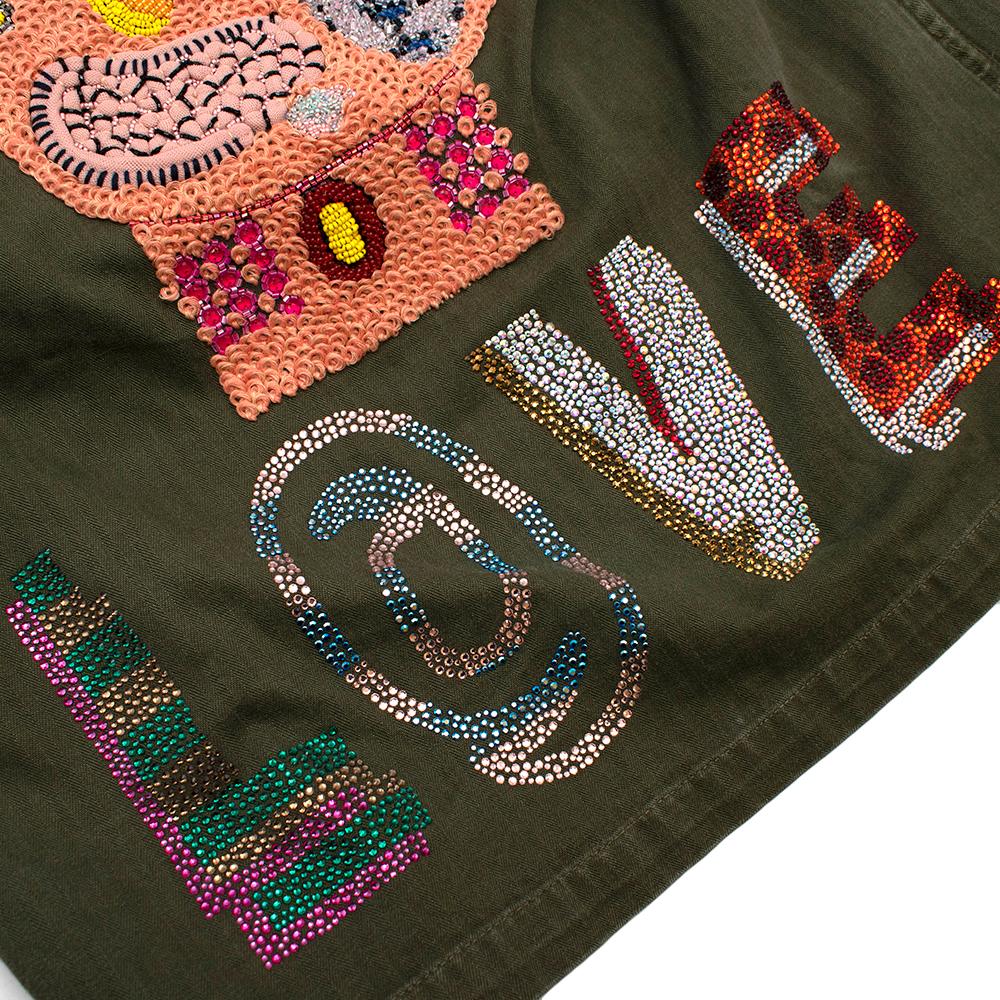 Libertine Green Embellished Army Jacket With Fur Collar - Size M/L 2