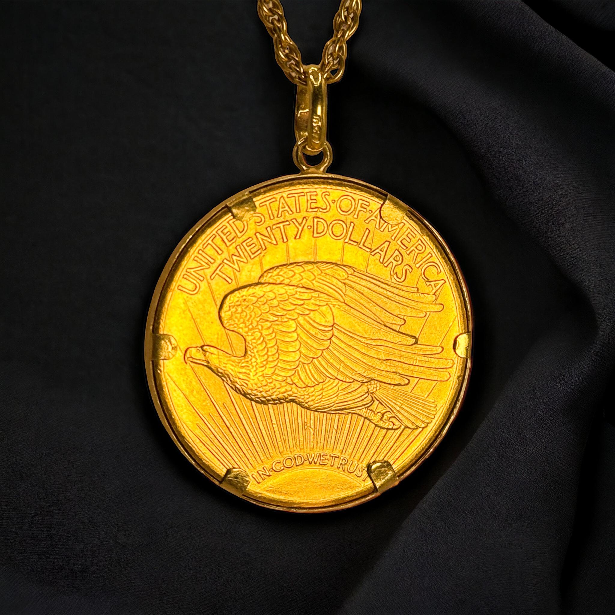 Pendentif en or 18K et 22K Liberty 1 oz American Eagle Coin 20 Dollars Neuf à Geneva, CH