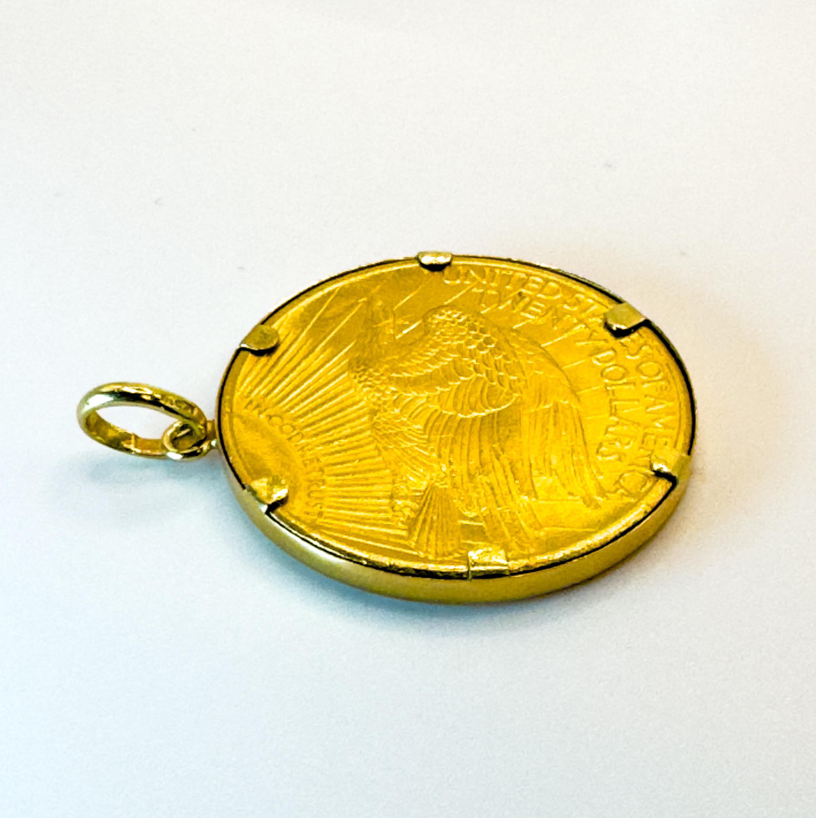 Liberty 1 oz 18K & 22K Gold American Eagle Coin Pendant 20 Dollars 2