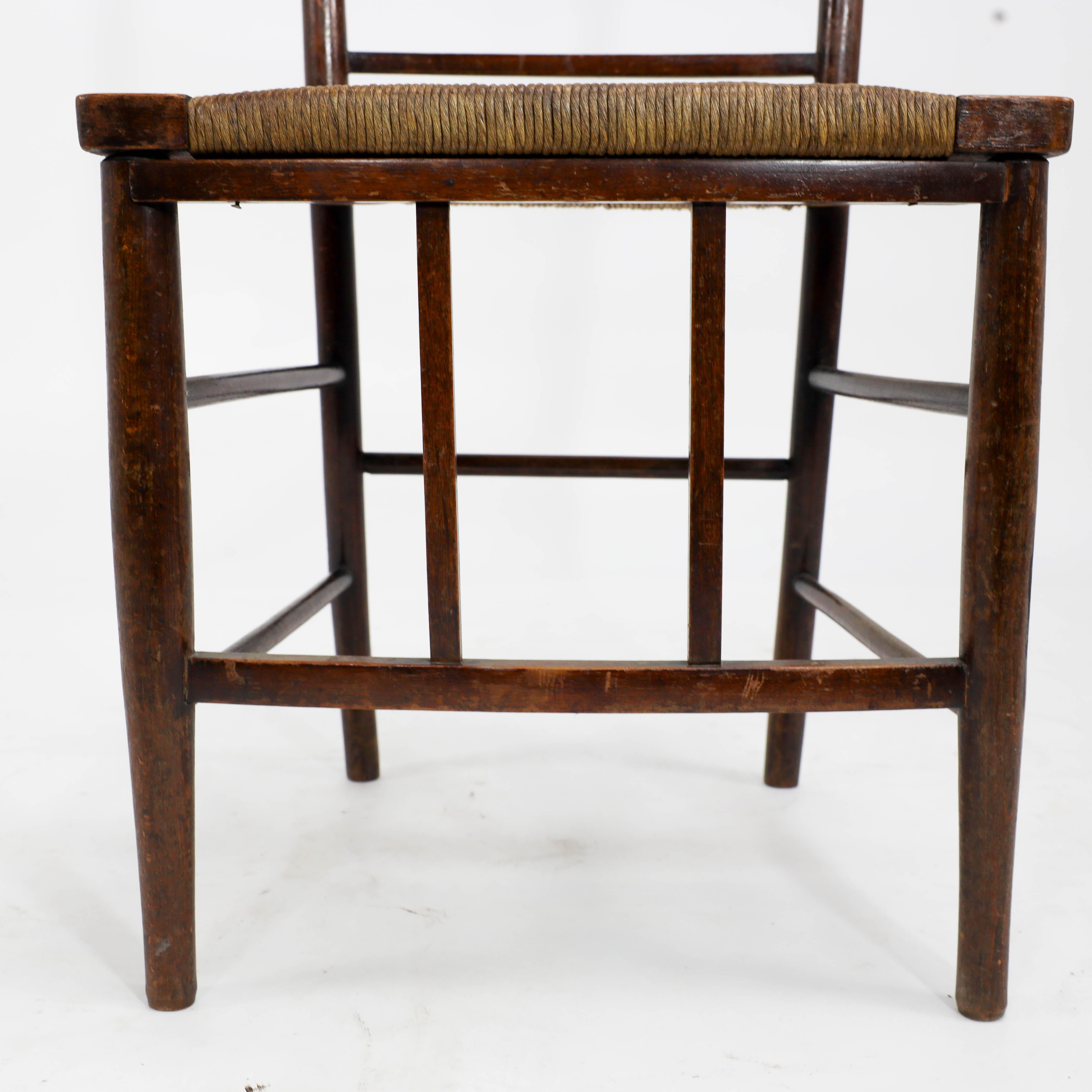 Liberty and Co, A pair of Arts and Crafts side chairs with finely rushed seats For Sale 2