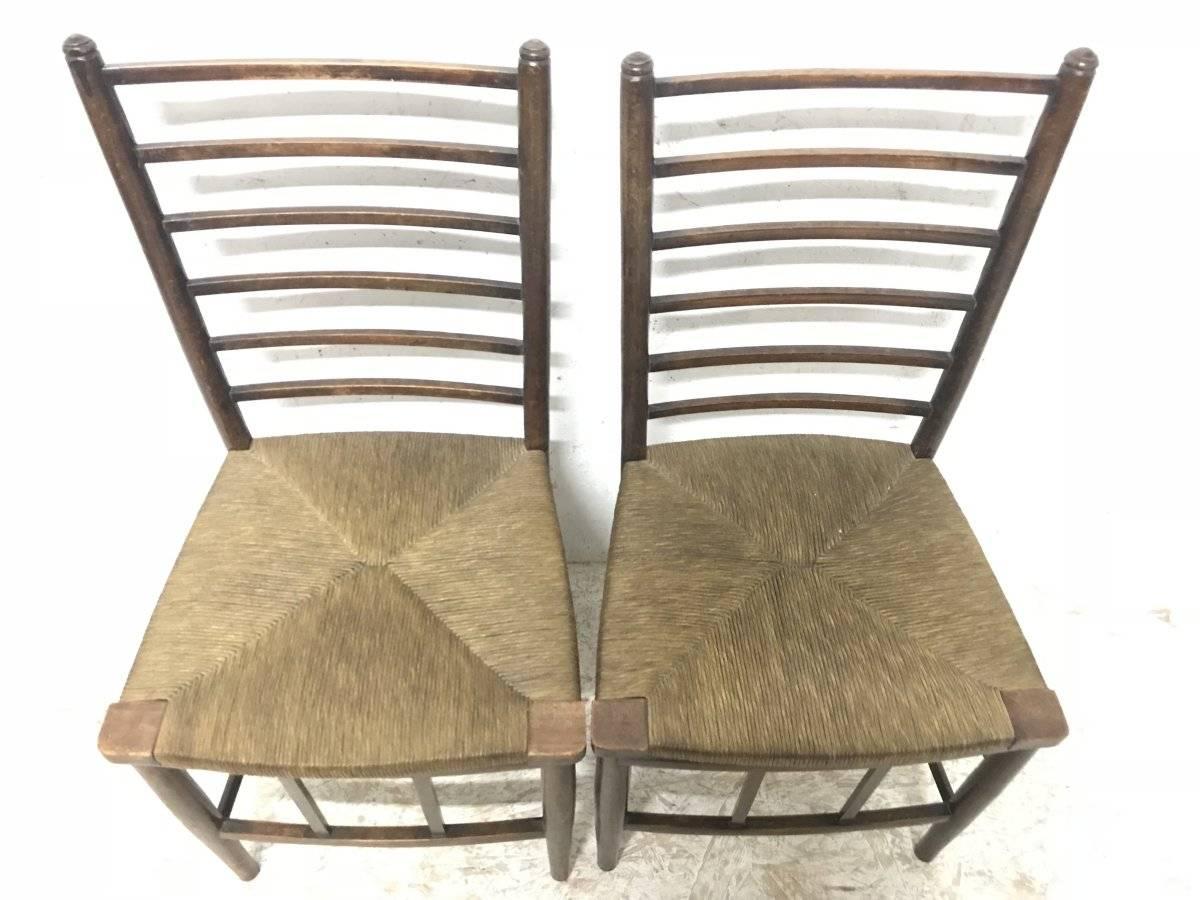 Hand-Crafted Liberty and Co, A Pair of Arts and Crafts Side Chairs with Finely Rushed Seats For Sale