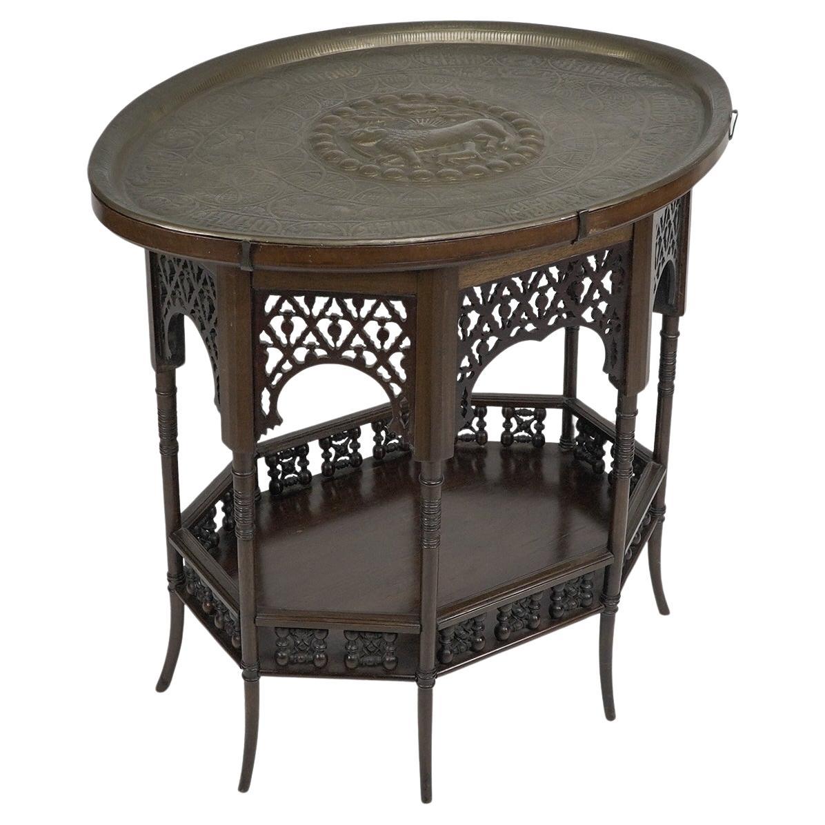 Liberty and Co. A rare and unusual Moorish oval eight leg side table For Sale