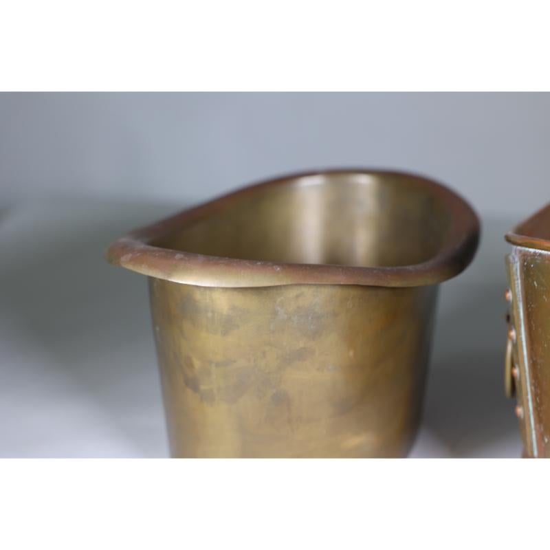 Liberty and Co. A brass Arts and Crafts boat shaped champagne bucket. For Sale 5