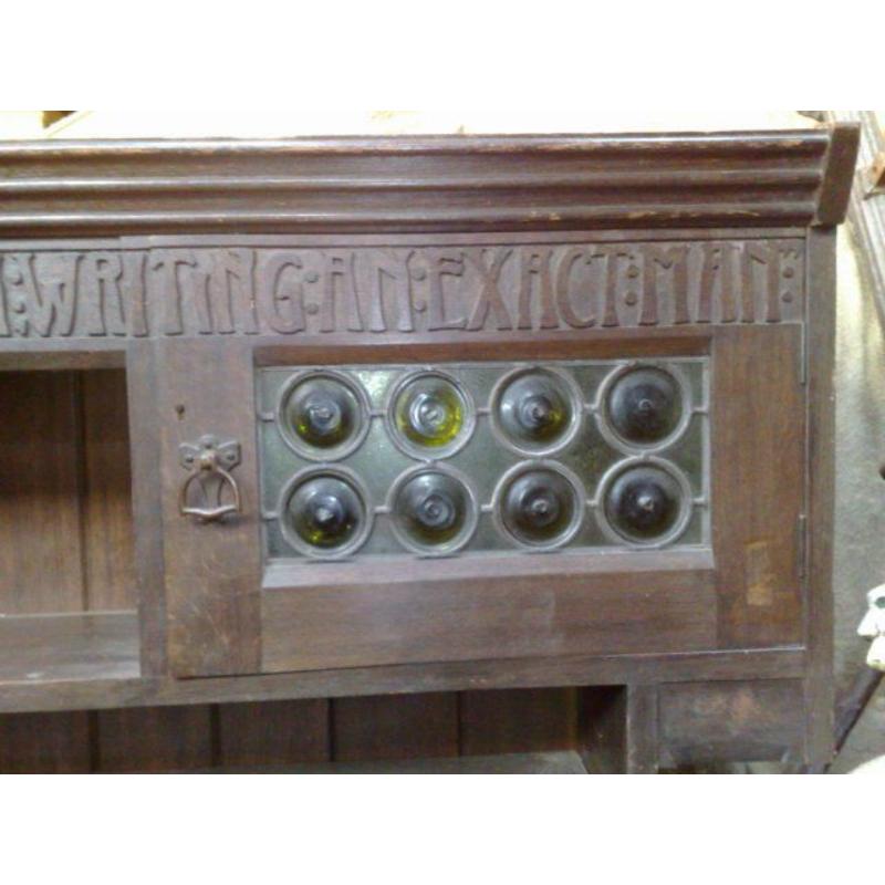 Libreria pensile o da appoggio in legno di quercia Liberty & Co. con motto di Sir Francis Bacon: 
