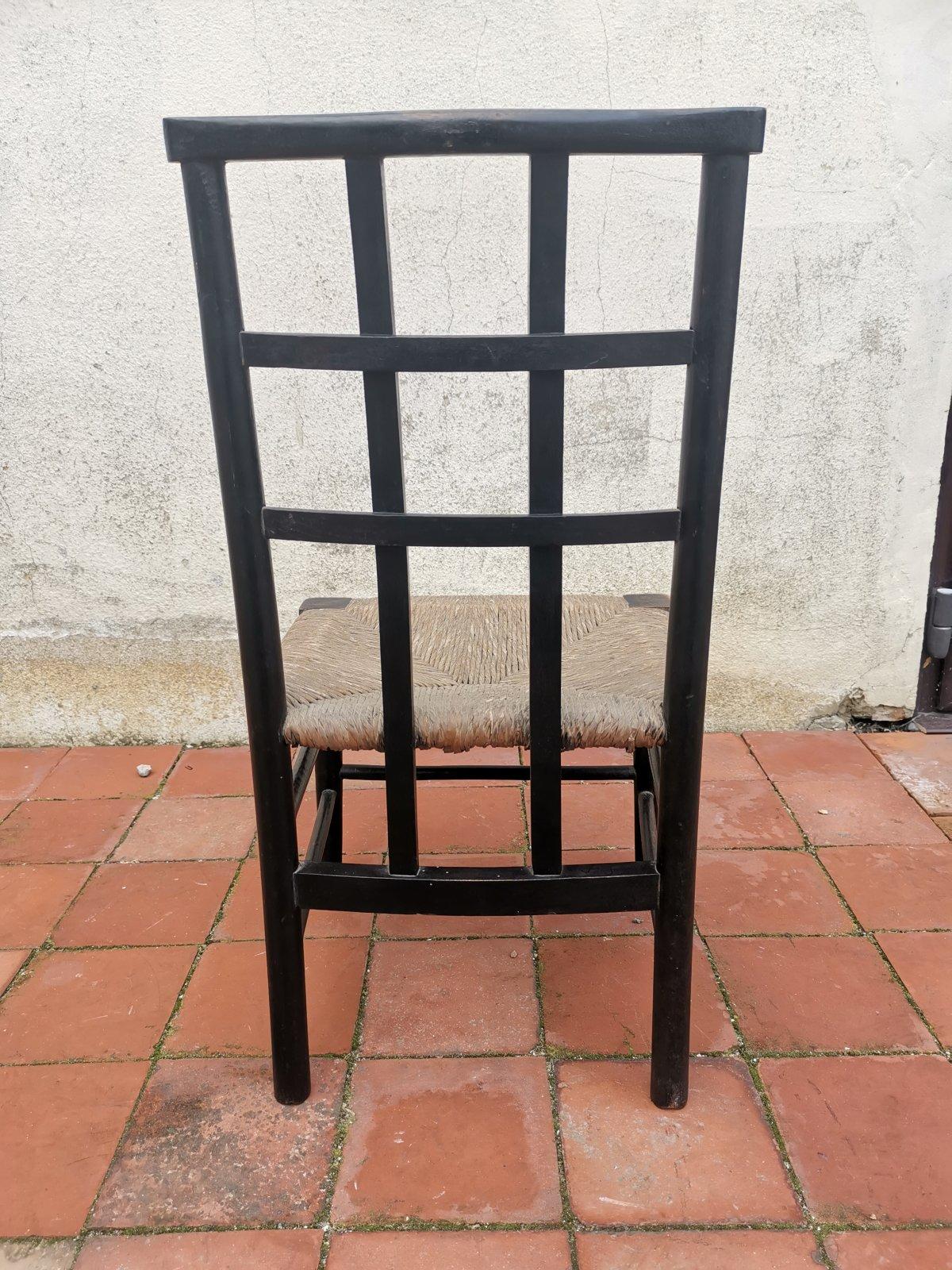 Arts and Crafts Liberty And Co. An English Beech Rush Seated Lattice Back Children's Chair For Sale