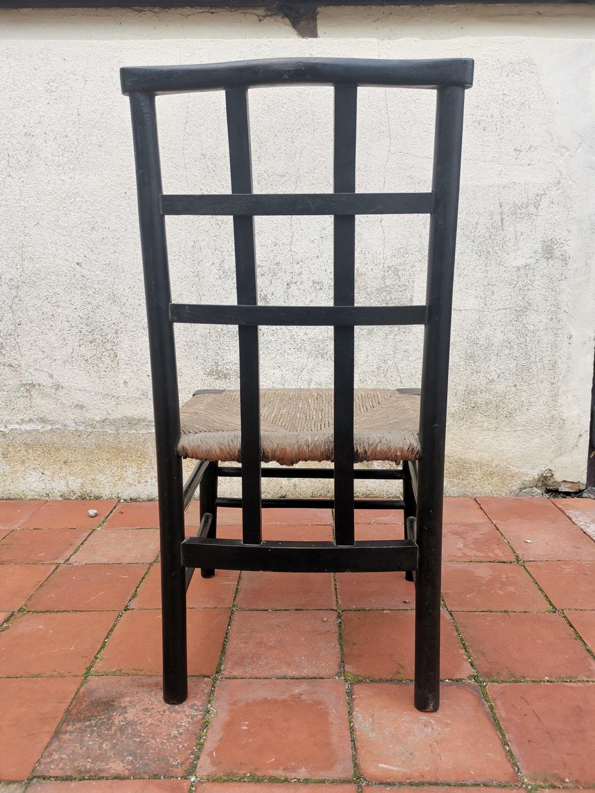 Liberty And Co. An English Beech Rush Seated Lattice Back Children's Chair In Good Condition For Sale In London, GB