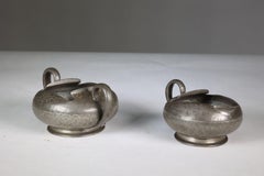 Liberty and Co. An English Pewter 0966 Arts and Crafts milk and sugar bowl