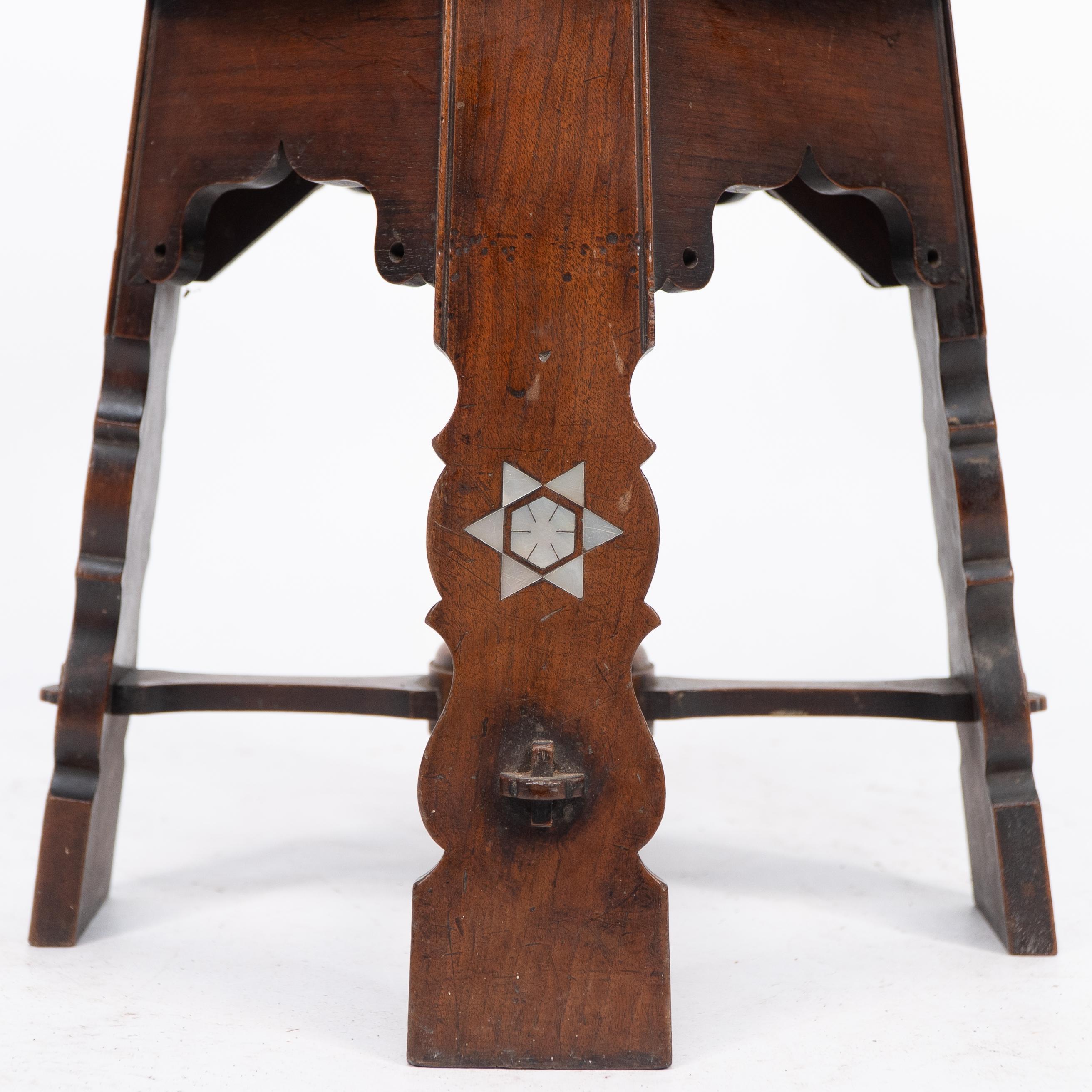 Liberty and Co attri. A rare Moorish walnut revolving stool with Moorish arches For Sale 8