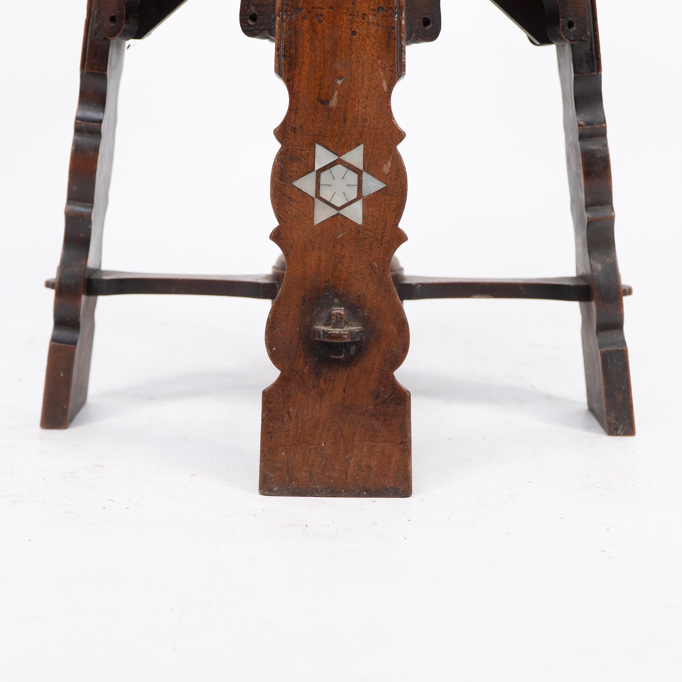 Liberty and Co attri. A rare Moorish walnut revolving stool with Moorish arches For Sale 9