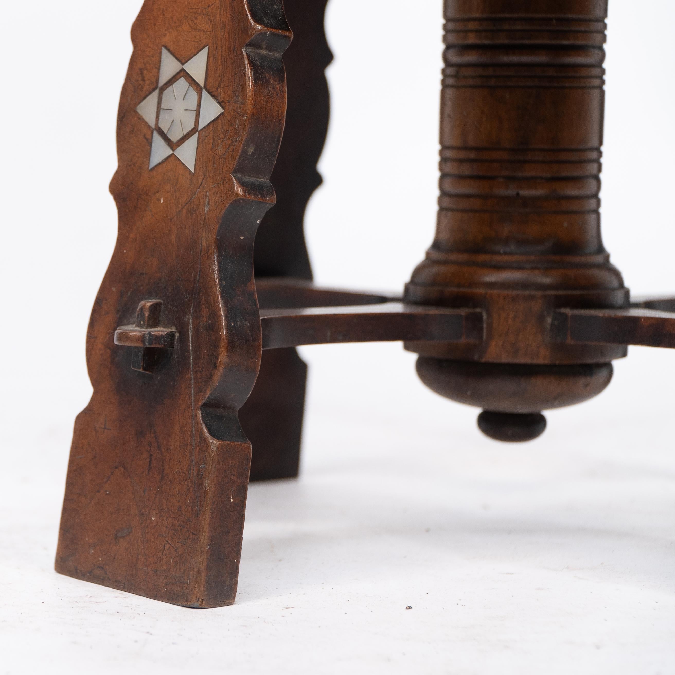 Liberty and Co attri. A rare Moorish walnut revolving stool with Moorish arches For Sale 11