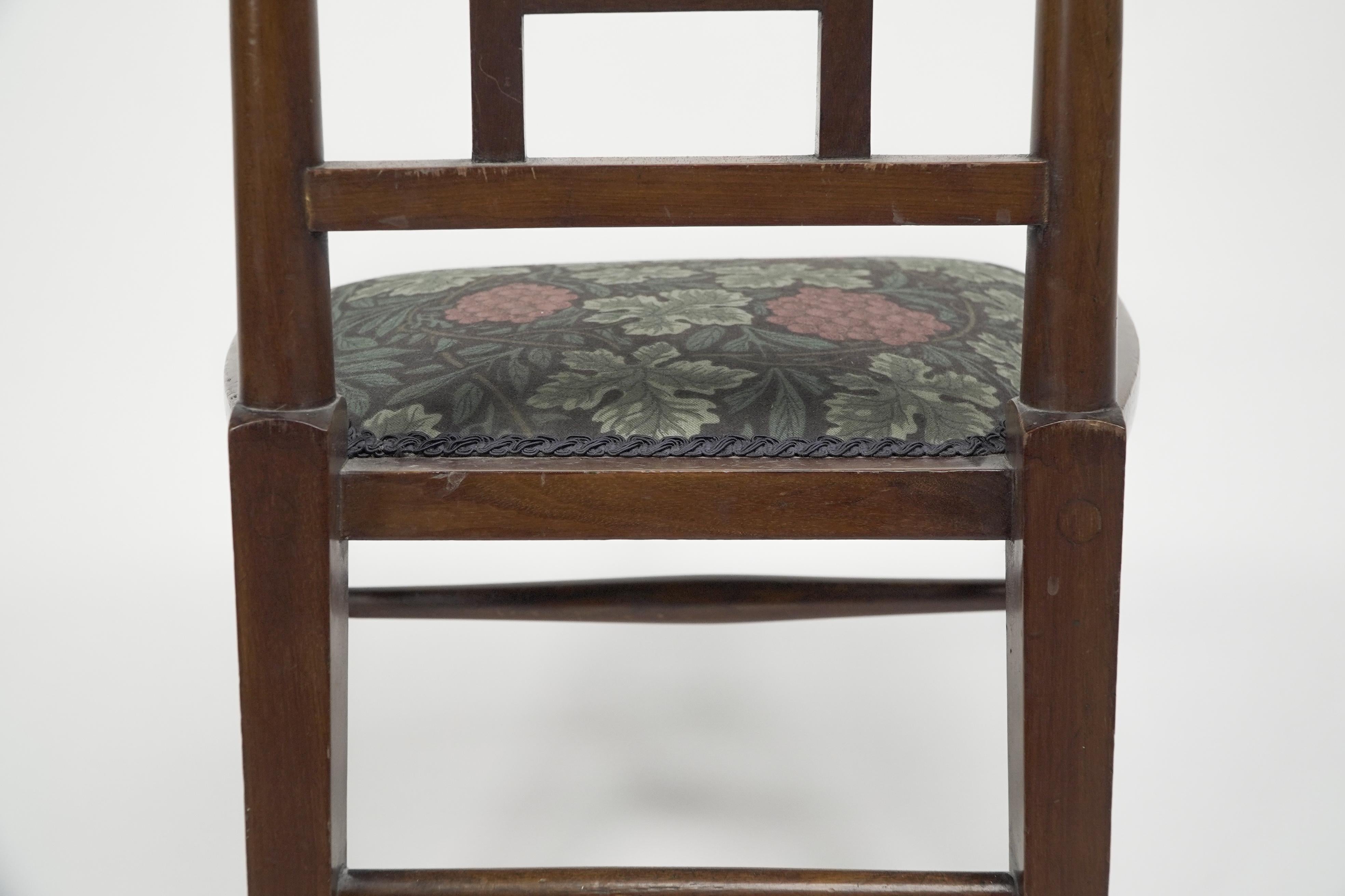 E G Punnett for Liberty & Co. A Walnut side chair with inlaid floral decoration. For Sale 12