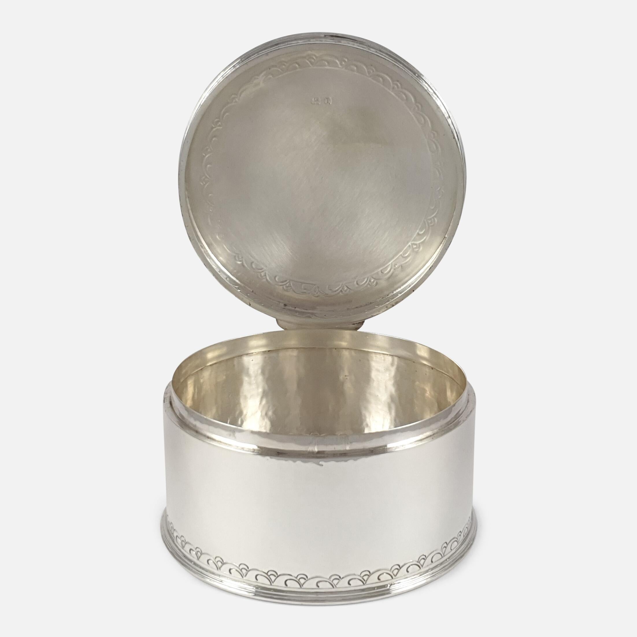 Early 20th Century Liberty and Co Sterling Silver Biscuit Box, 1929 For Sale