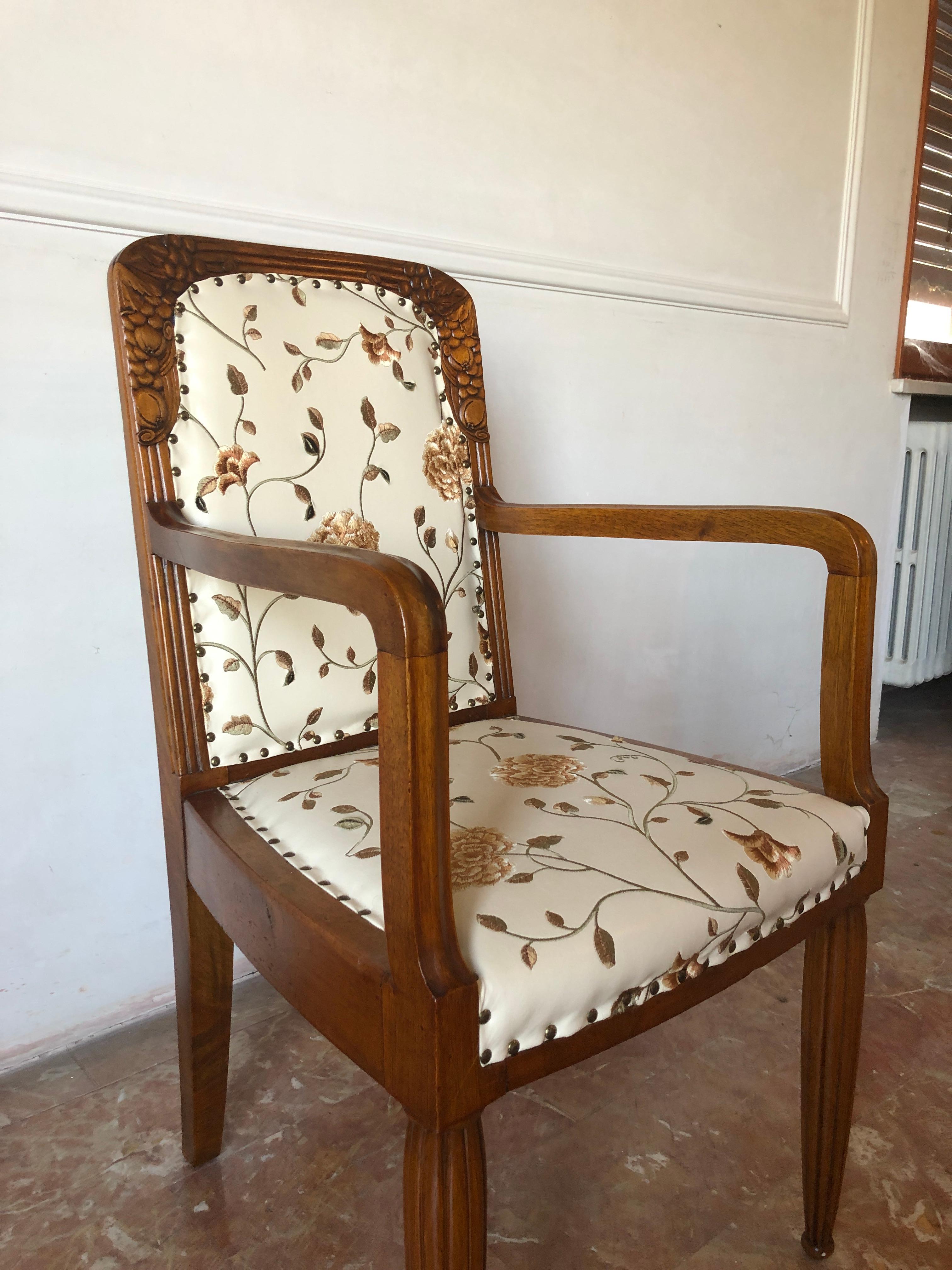 Pair of French Liberty Art Nouveau Armchairs, 1920s For Sale 8