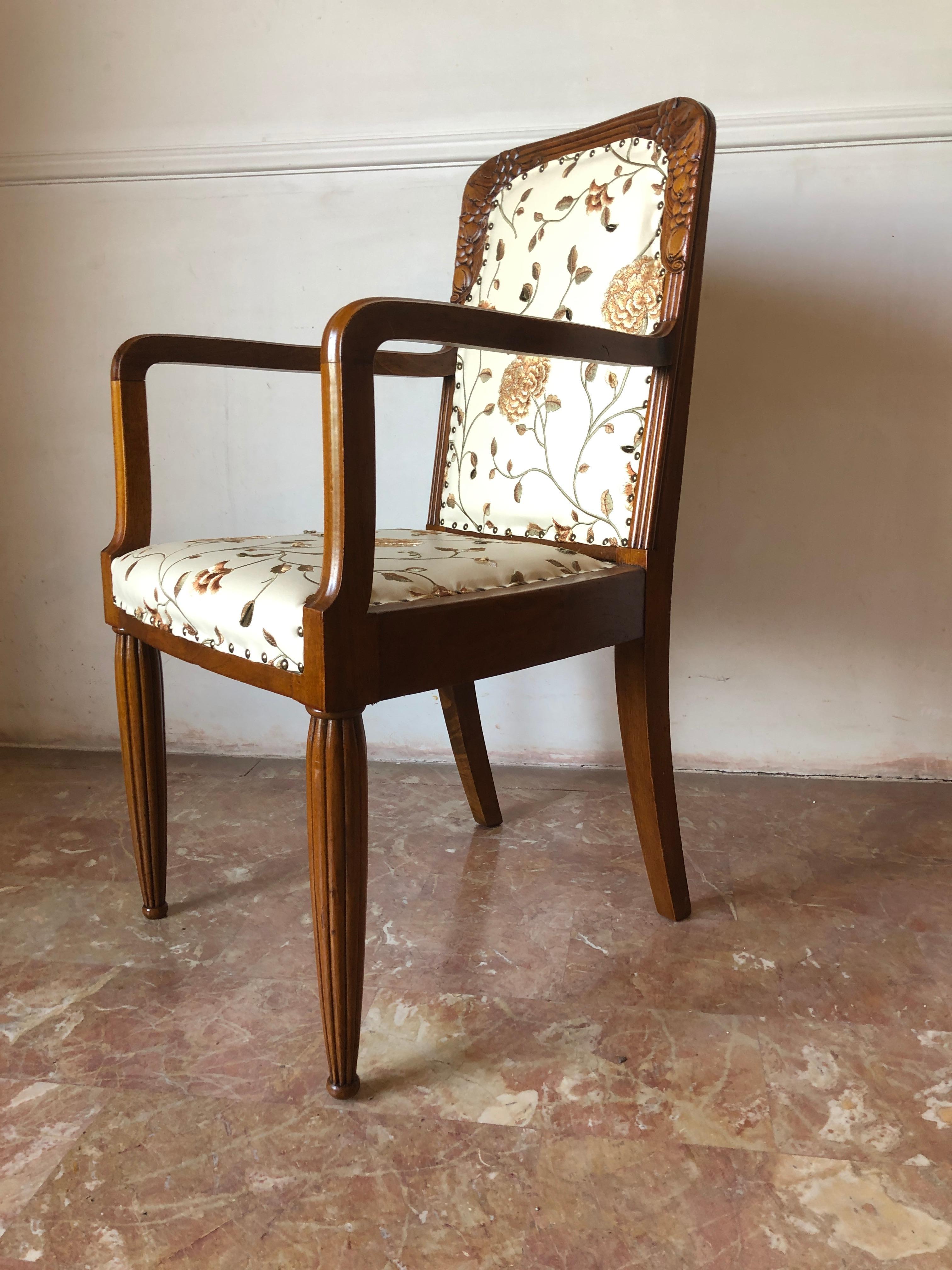 Pair of French Liberty Art Nouveau Armchairs, 1920s For Sale 9