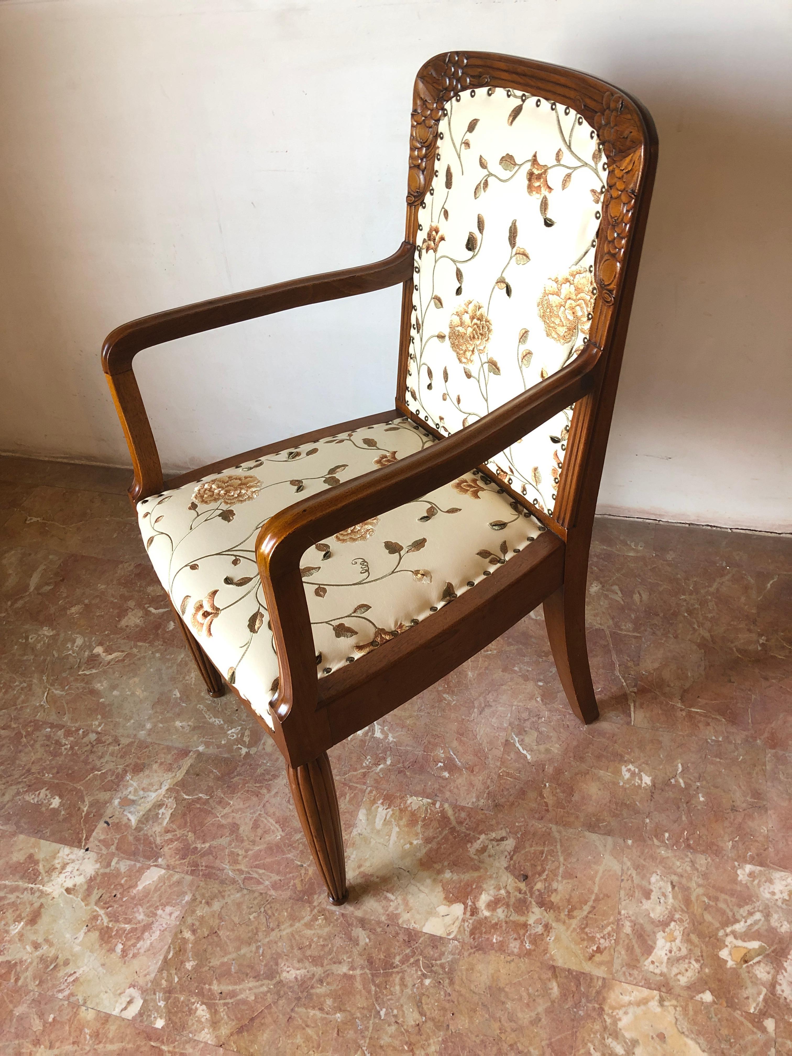 Pair of French Liberty Art Nouveau Armchairs, 1920s For Sale 10