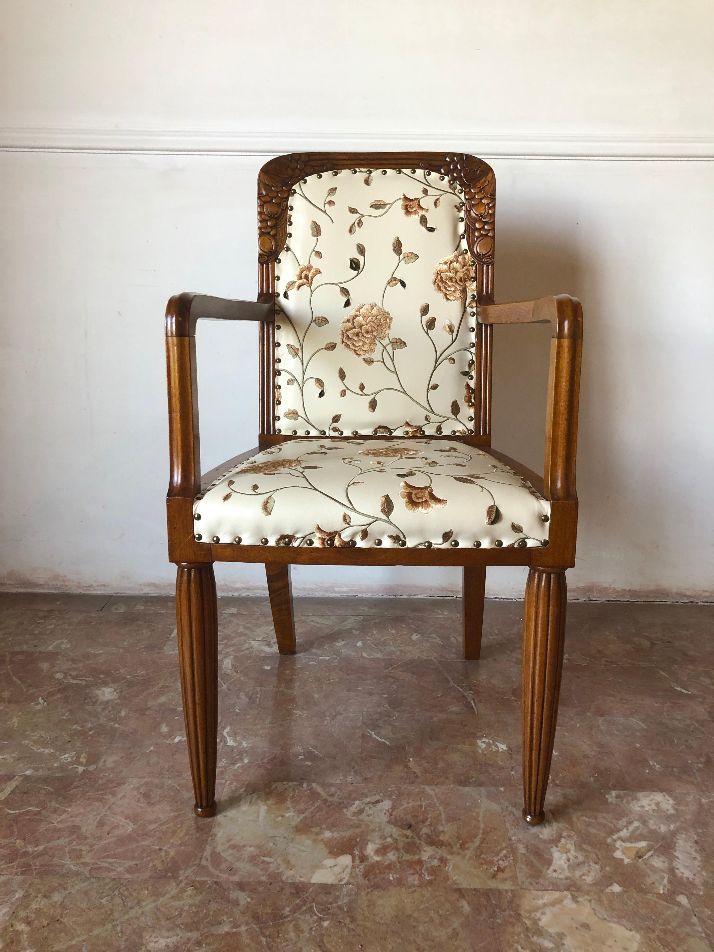 Pair of French Liberty Art Nouveau Armchairs, 1920s For Sale 2