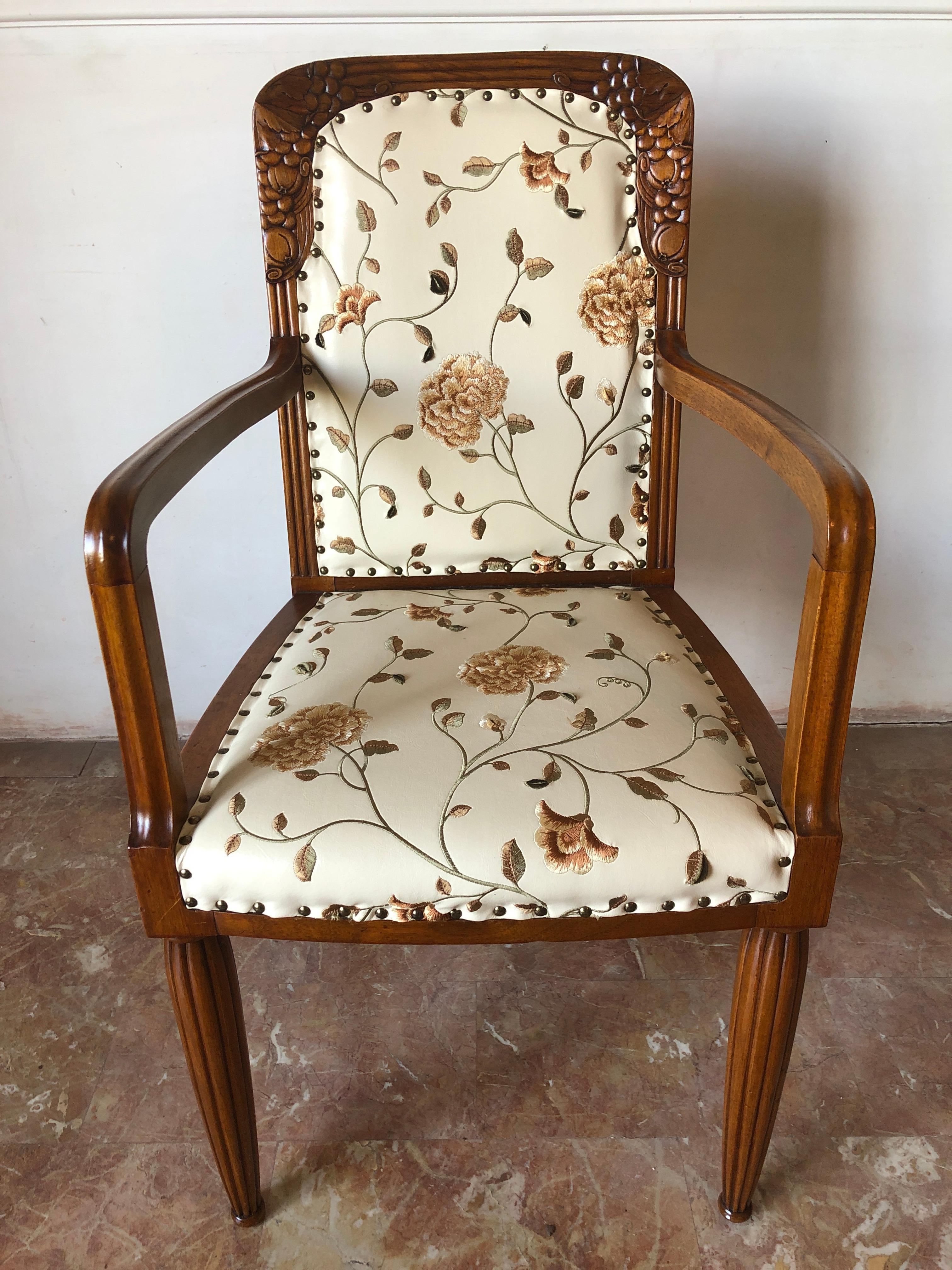 Pair of French Liberty Art Nouveau Armchairs, 1920s For Sale 3