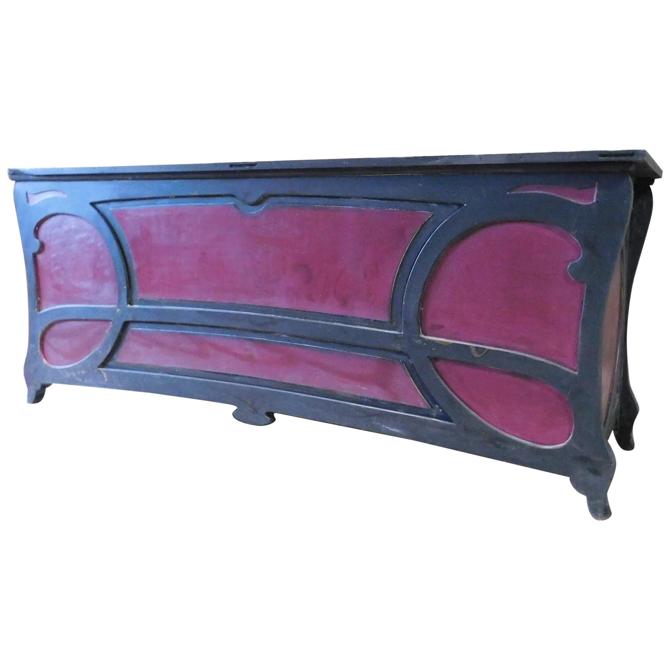 Liberty Black and Red Lacquered Counter Table, Italian Bar or Shop, Late 1800s For Sale