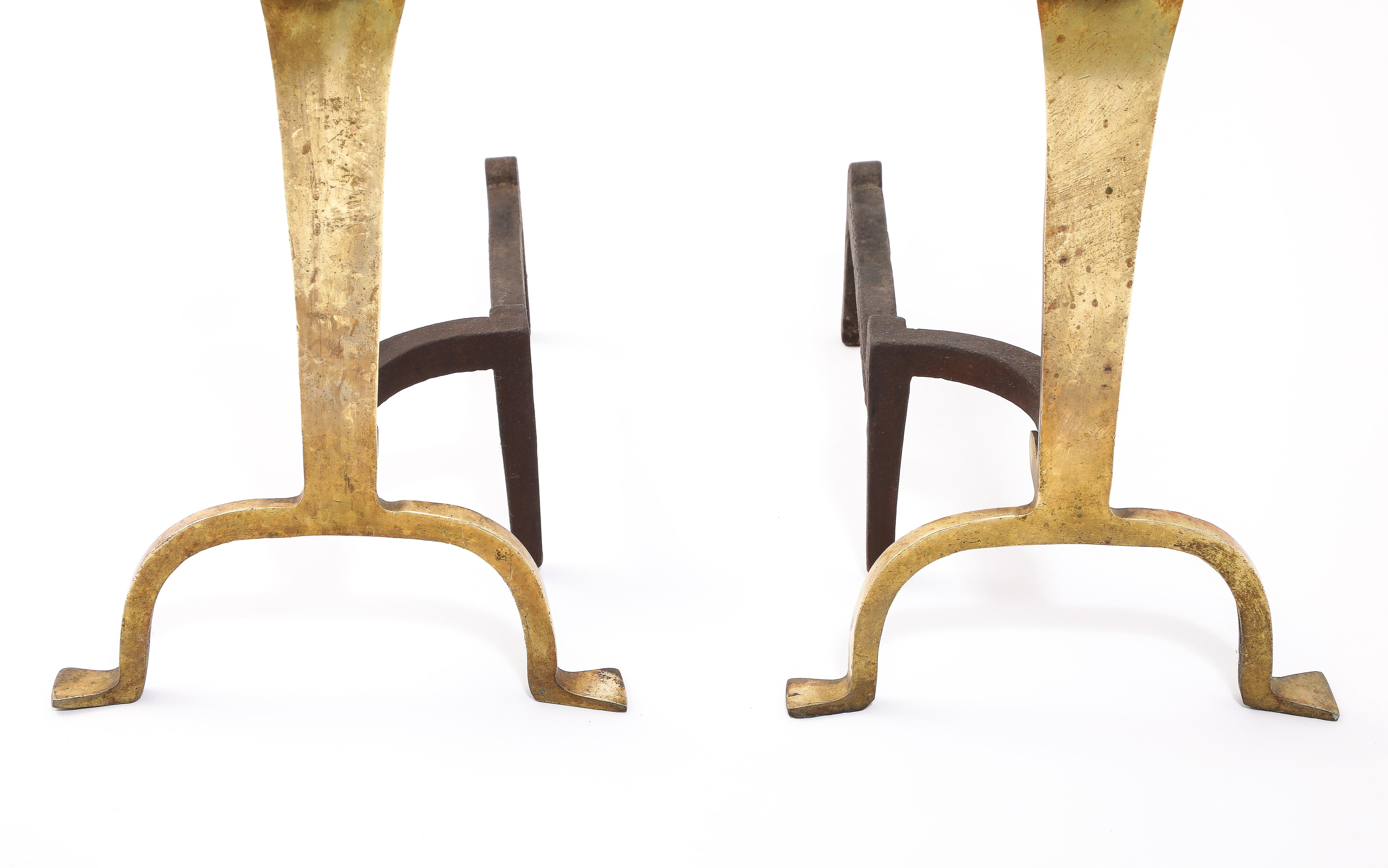 Art Nouveau Liberty Bronze Andirons, UK 1920's For Sale