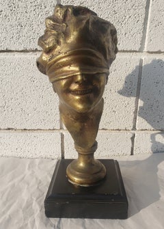 "Liberty" Bronze Bust on Black Slate Plinth, 20th Century School