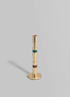 Liberty Candle Holder in Brass with Precious Stone, Viya by Vikram Goyal