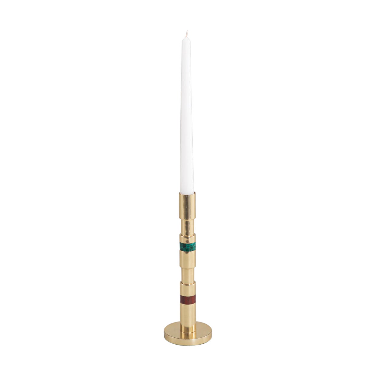 Liberty Candle Holder in Brass with Precious Stone, Viya by Vikram Goyal