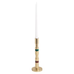 Liberty Candle Holder in Brass with Precious Stone, Viya by Vikram Goyal
