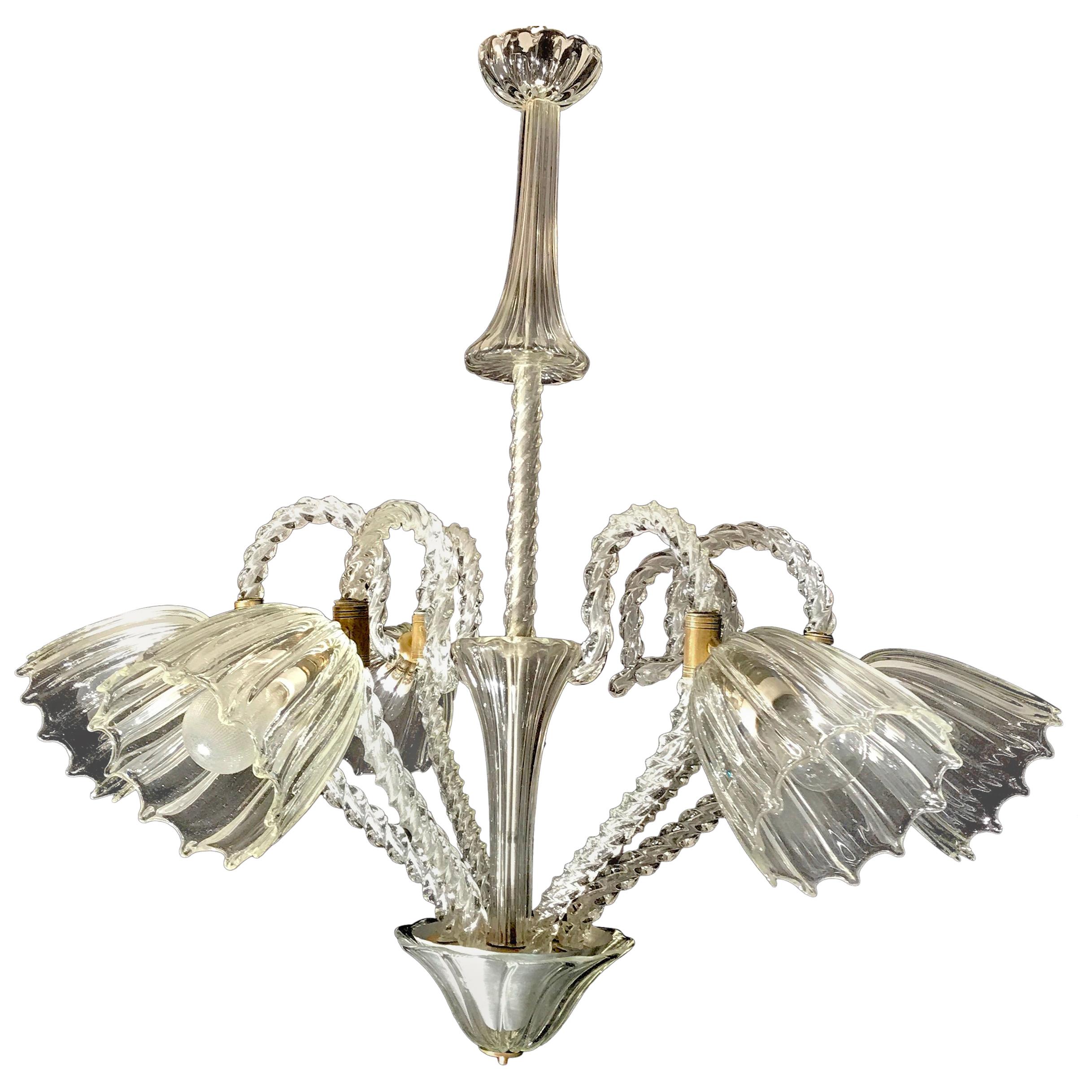 Liberty Chandelier by Ercole Barovier Murano, 1940s