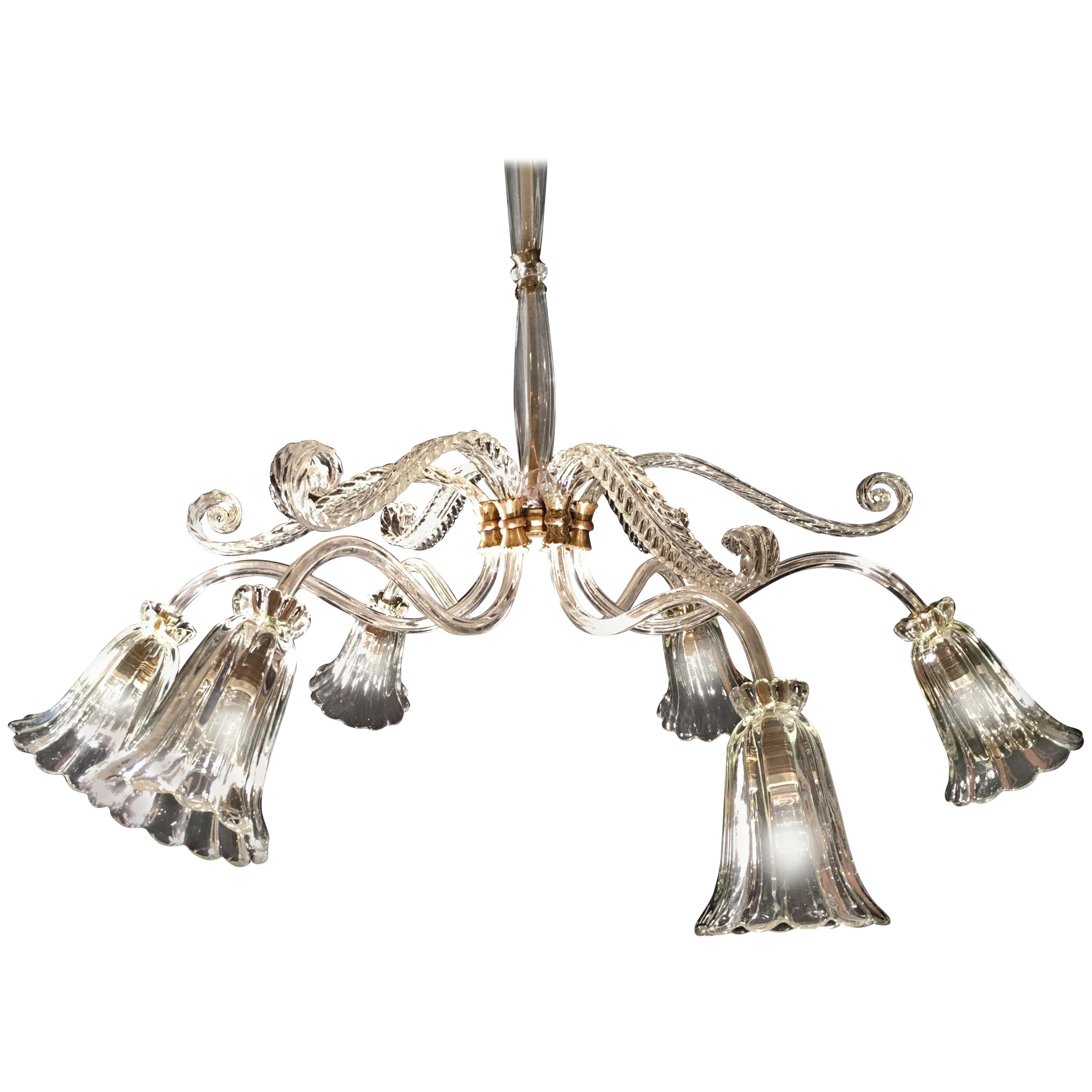 Lampadario Liberty di Ercole Barovier, Murano, anni '40