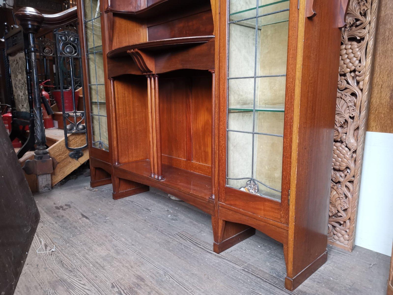 Liberty & Co. a Mahogany Display Cabinet with Floral Mother of Pearl Decoration For Sale 6