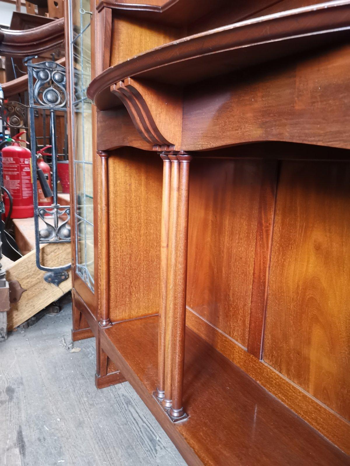 Liberty & Co. a Mahogany Display Cabinet with Floral Mother of Pearl Decoration For Sale 7