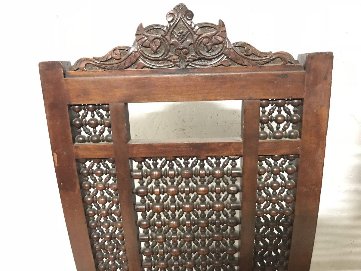 Liberty & Co. a Pair of Moorish Side Chairs with Carving & Moucharabieh Turnings 3