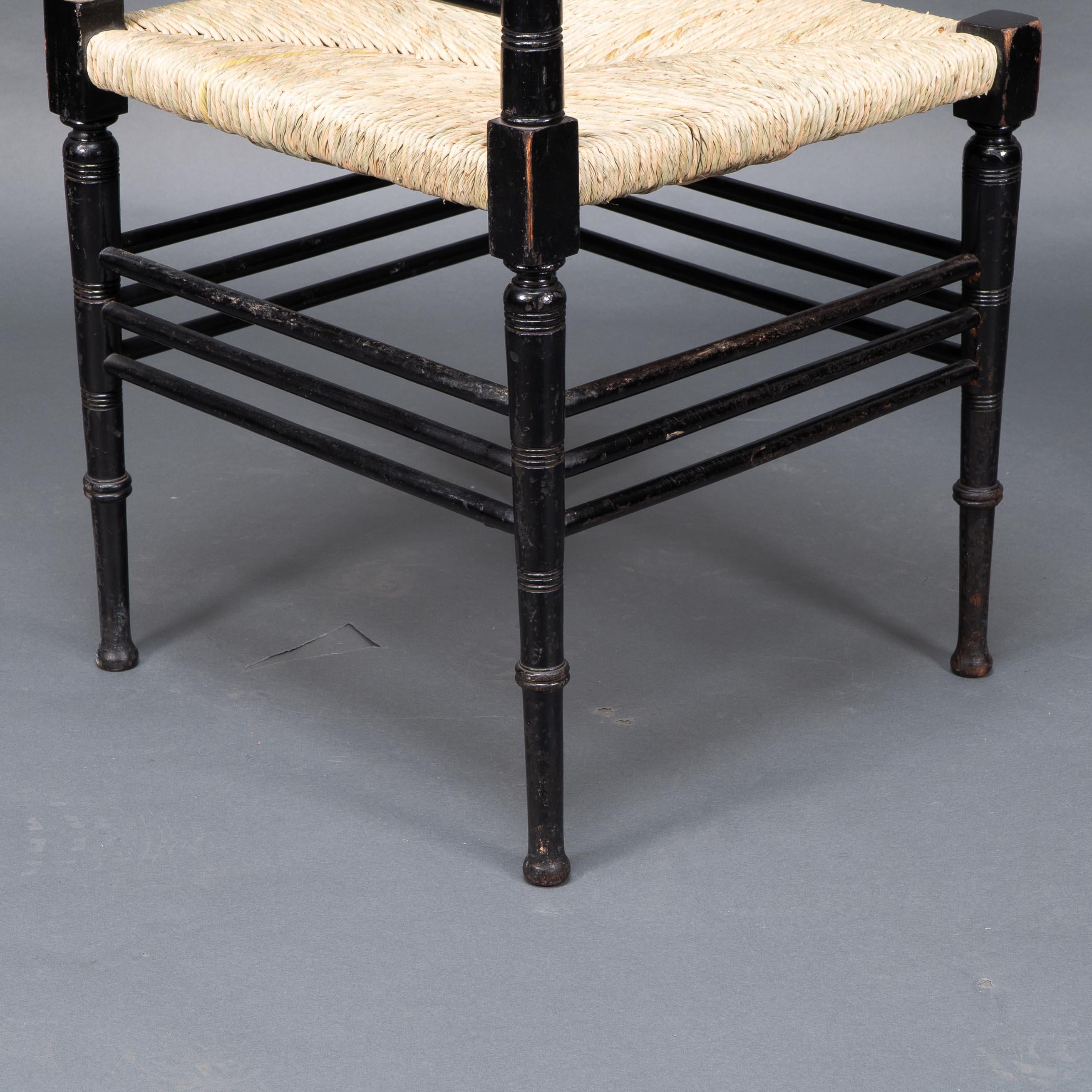 Liberty & Co. Aesthetic Movement ebonized corner armchair from the Argyll suite For Sale 8