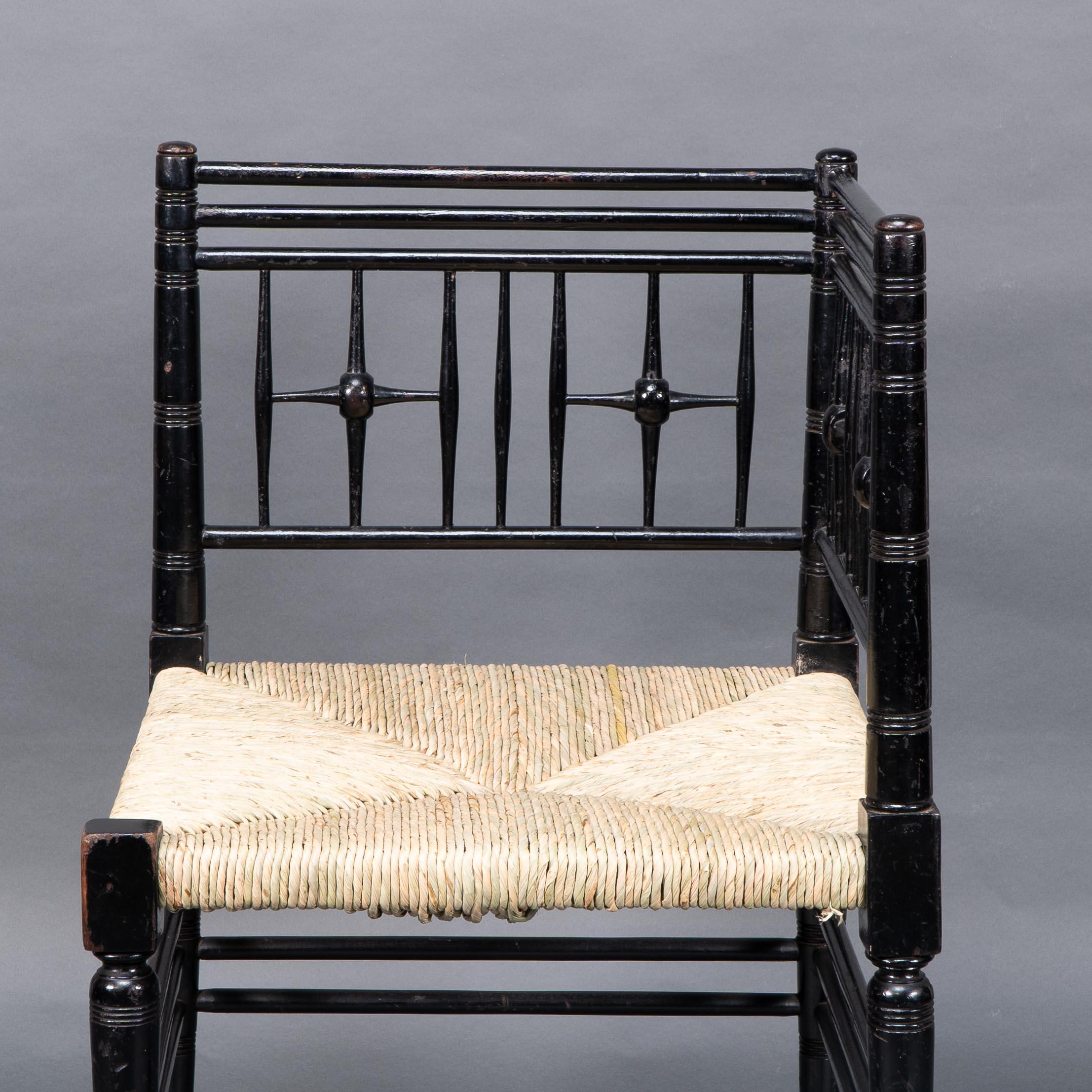 Liberty & Co. Aesthetic Movement ebonized corner armchair from the Argyll suite 1