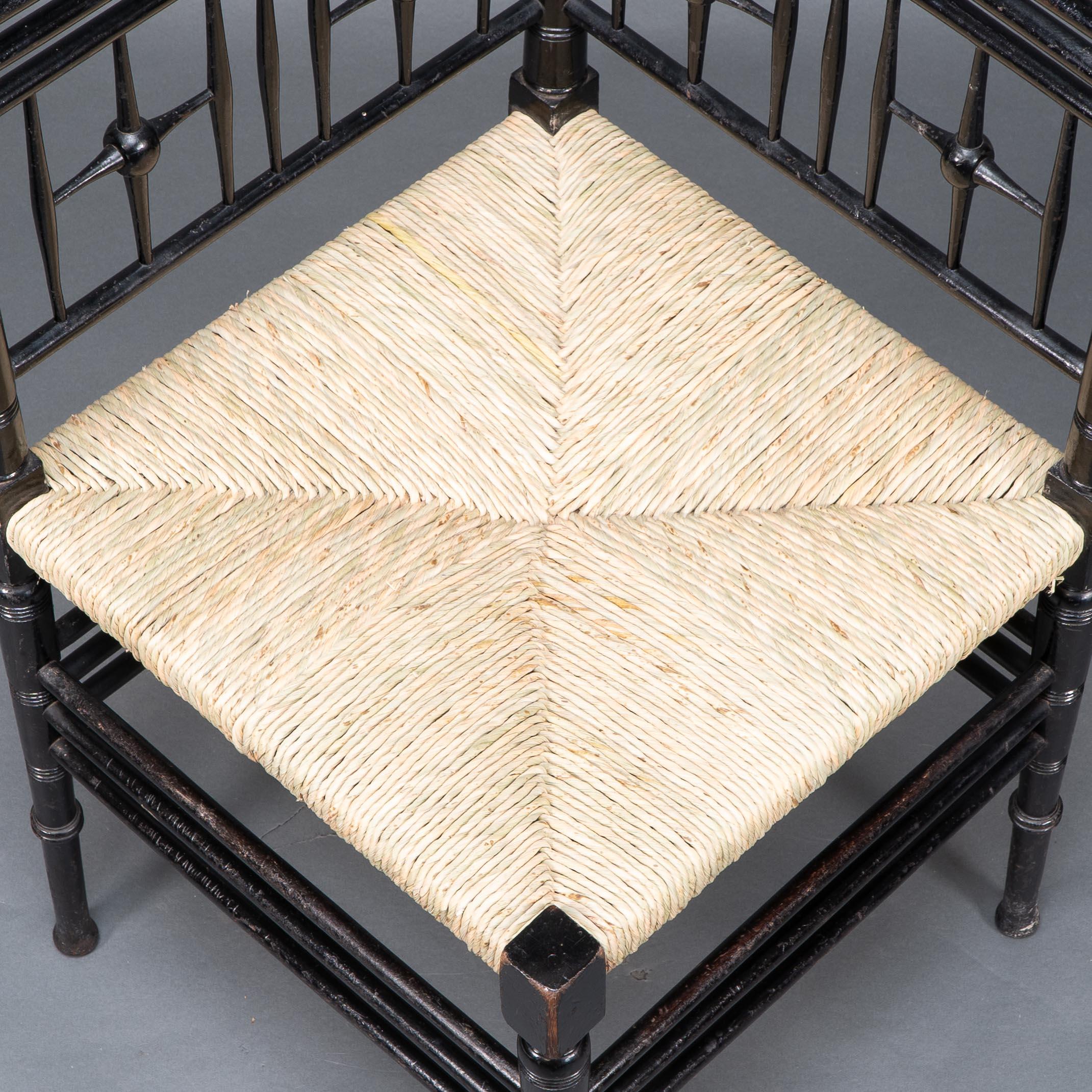 Liberty & Co. Aesthetic Movement ebonized corner armchair from the Argyll suite 4