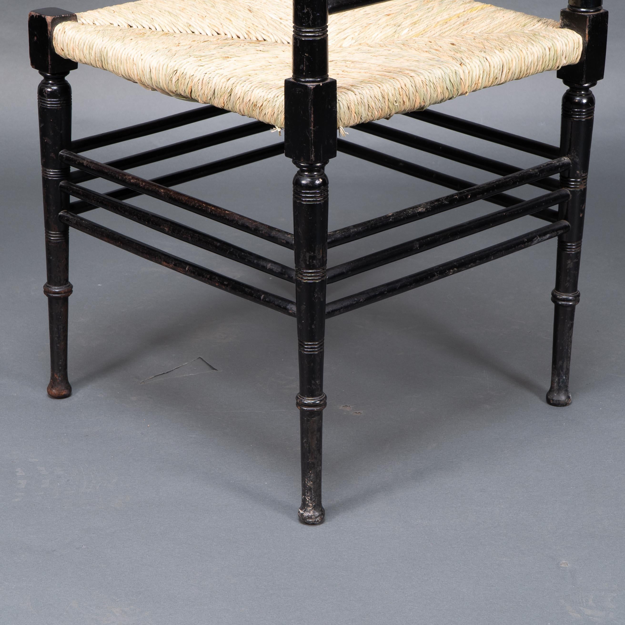 Liberty & Co. Aesthetic Movement ebonized corner armchair from the Argyll suite For Sale 6