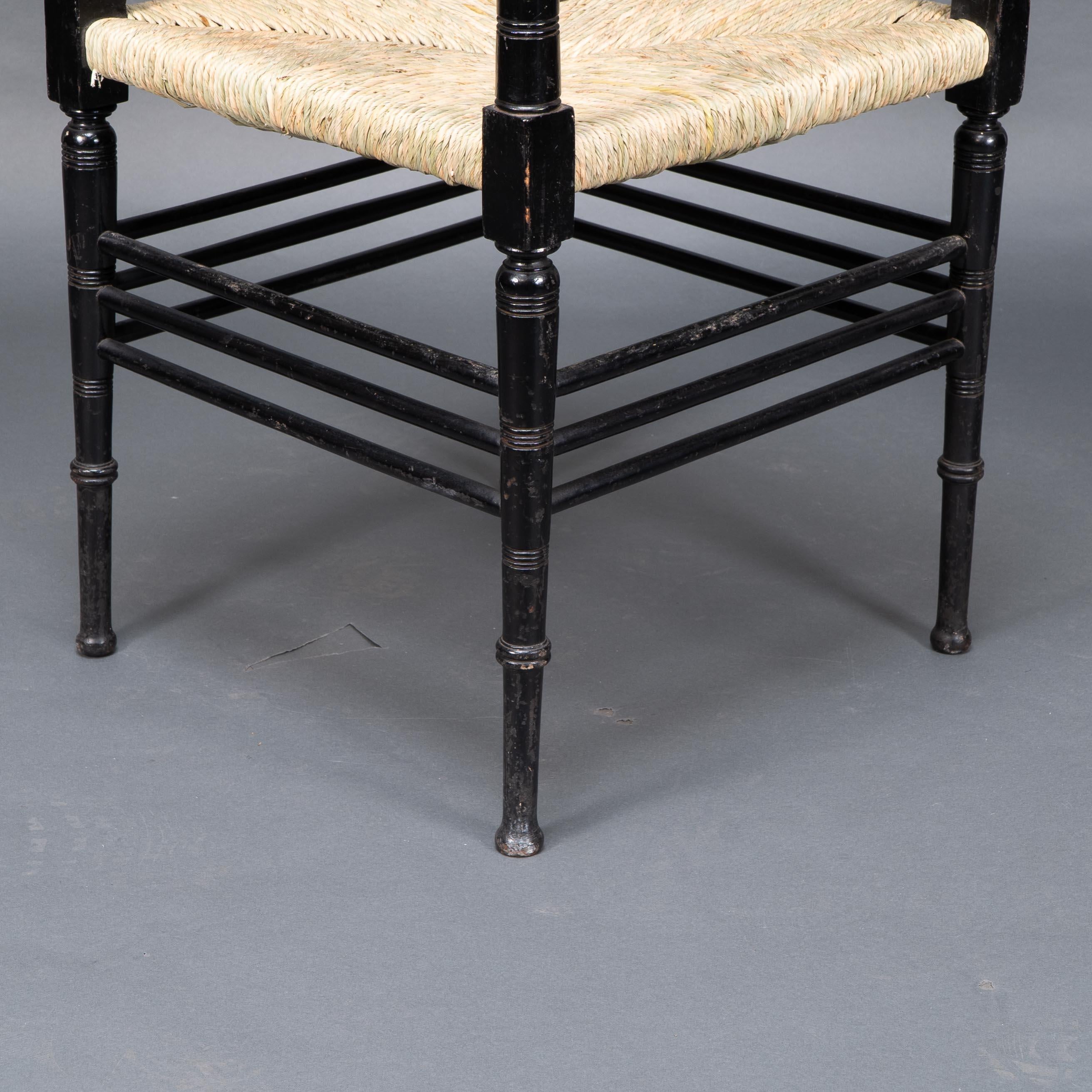 Liberty & Co. Aesthetic Movement ebonized corner armchair from the Argyll suite For Sale 7