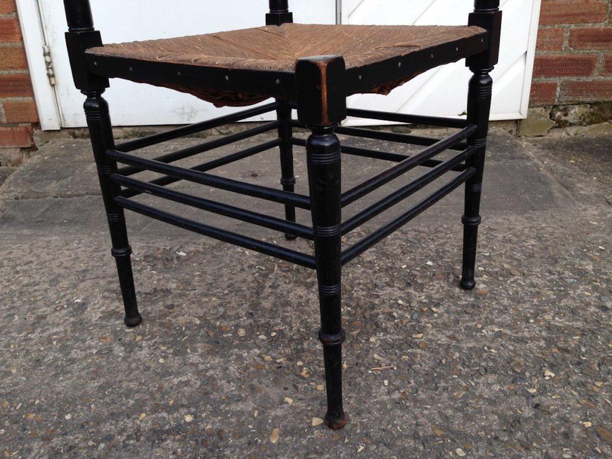 Liberty & Co Aesthetic Movement Ebonized Corner Chair Style of Ford Maddox Brown In Good Condition For Sale In London, GB