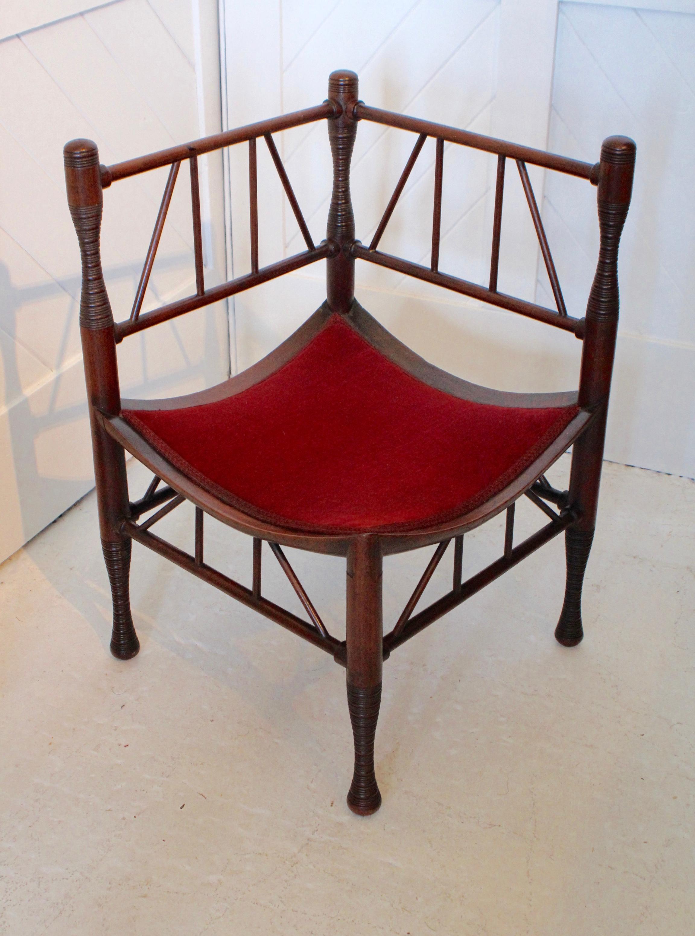 Turned Liberty &Co Aesthetic Movement Thebes Corner Chair by Liberty & Co For Sale