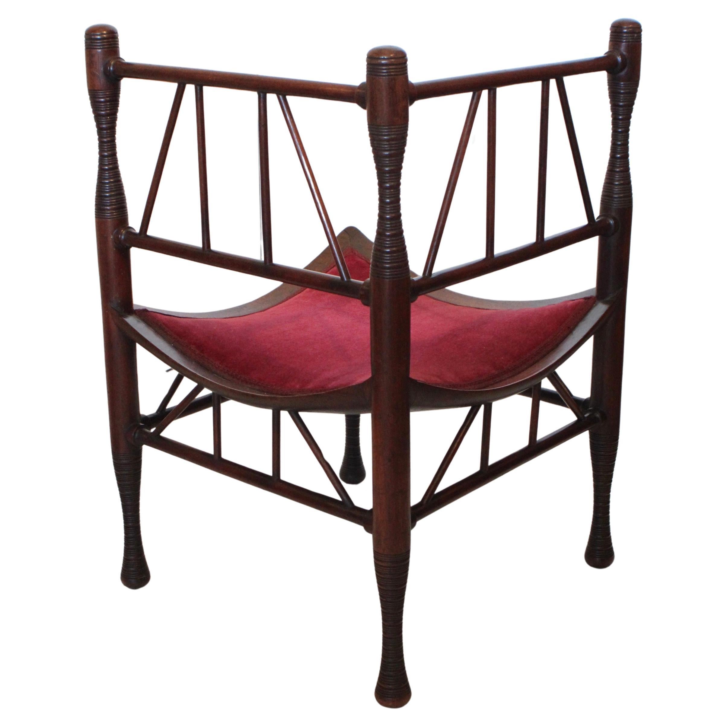 Liberty &Co Aesthetic Movement Thebes Corner Chair by Liberty & Co