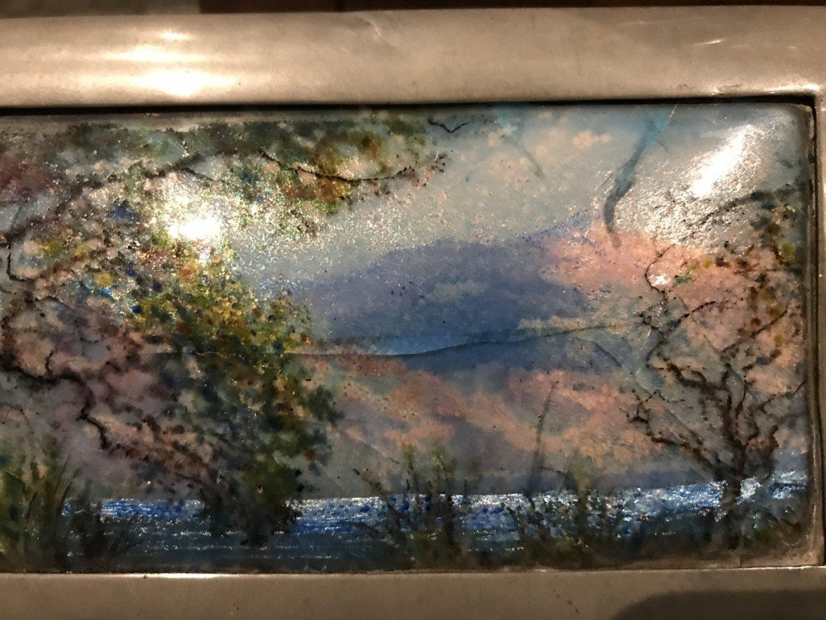 Hand-Crafted Liberty & Co. an Arts & Crafts Pewter and Hand Enameled Jewelry or Cigar Box