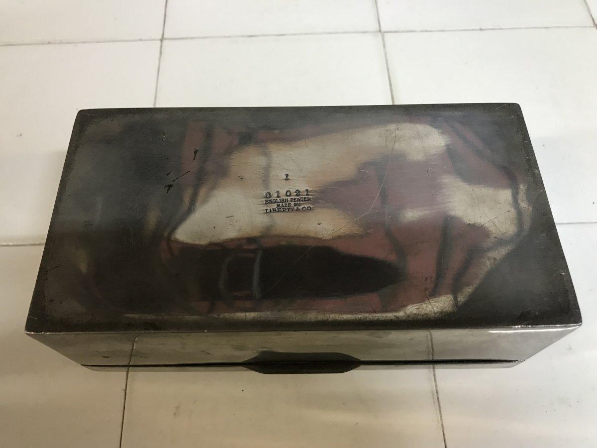 Liberty & Co. an Arts & Crafts Pewter and Hand Enameled Jewelry or Cigar Box 2