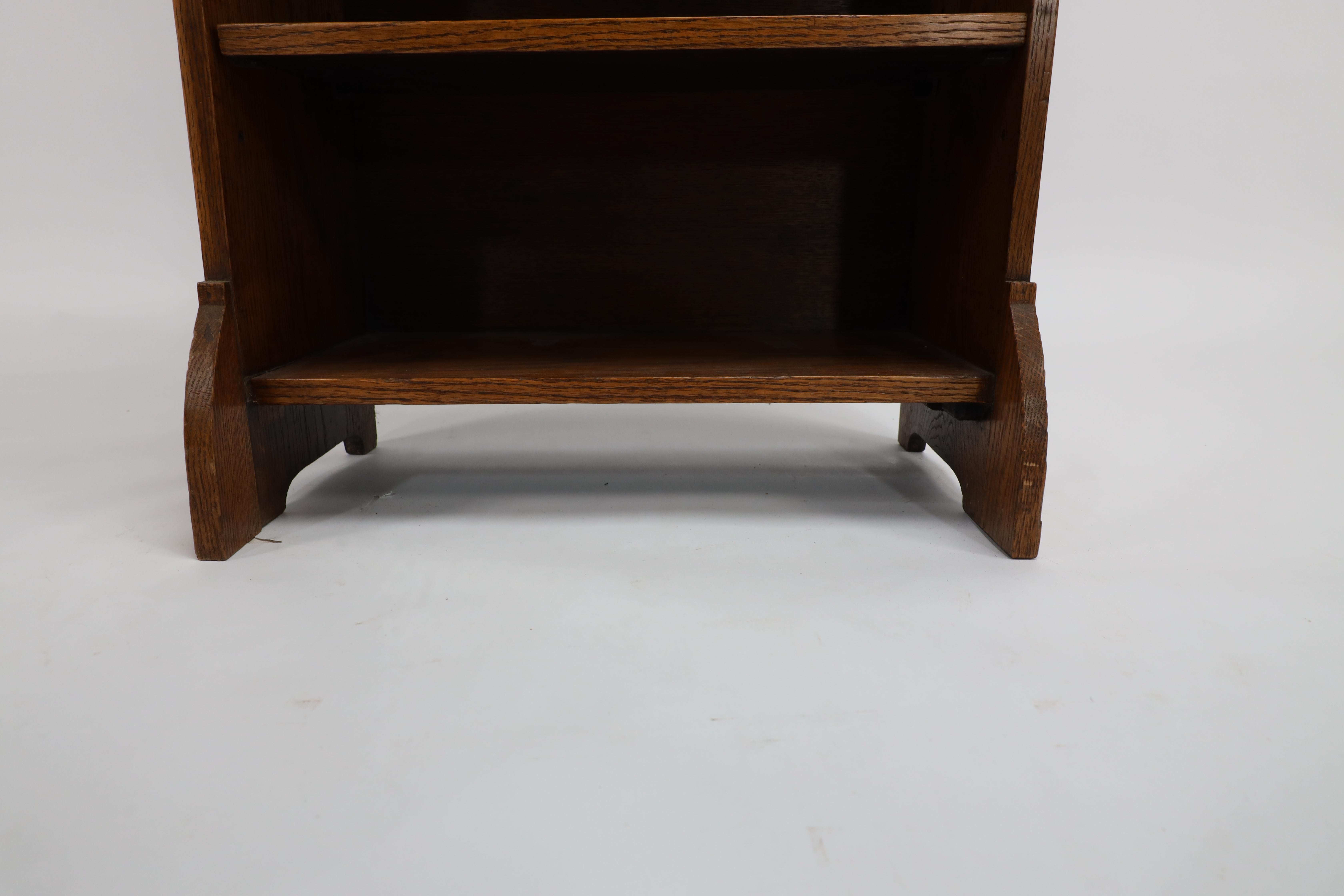 Liberty & Co. an English Arts & Crafts Oak Bookcase, with Shaped Upper Details For Sale 6