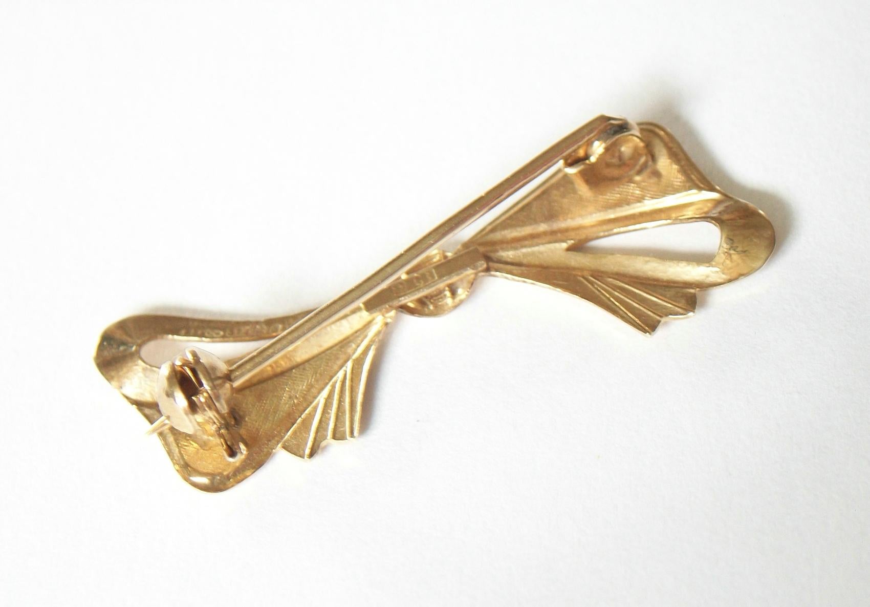 Liberty & Co., Antique 9k Yellow Gold Bow Brooch/Pin, U.K., Circa 1900 For Sale 4