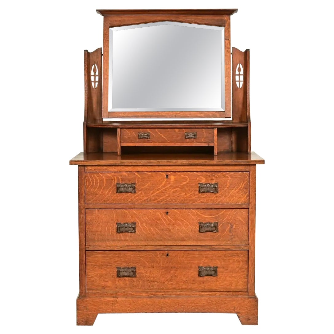 Liberty & Co. Antique English Mission Oak Arts & Crafts Vanity Dresser
